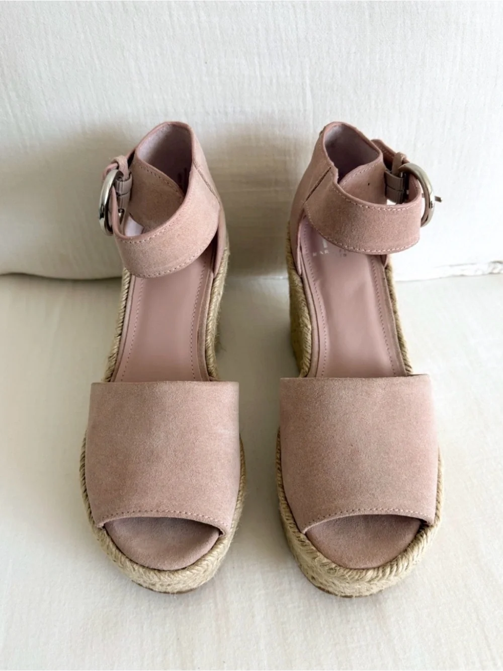 Pink Suede Chunky Platform Espadrille Sandals